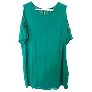 H&M Women's Cold Shoulder Green Tunic Top Size L